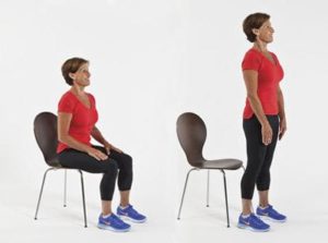 woman sit and stand